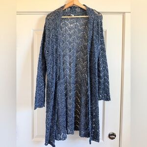 Anthropologie Navy and Silver Crochet Cardigan